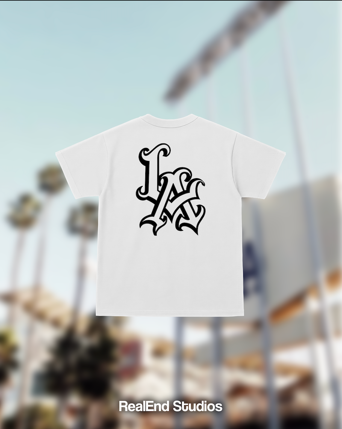 RealEnd LA Old English Tee - White